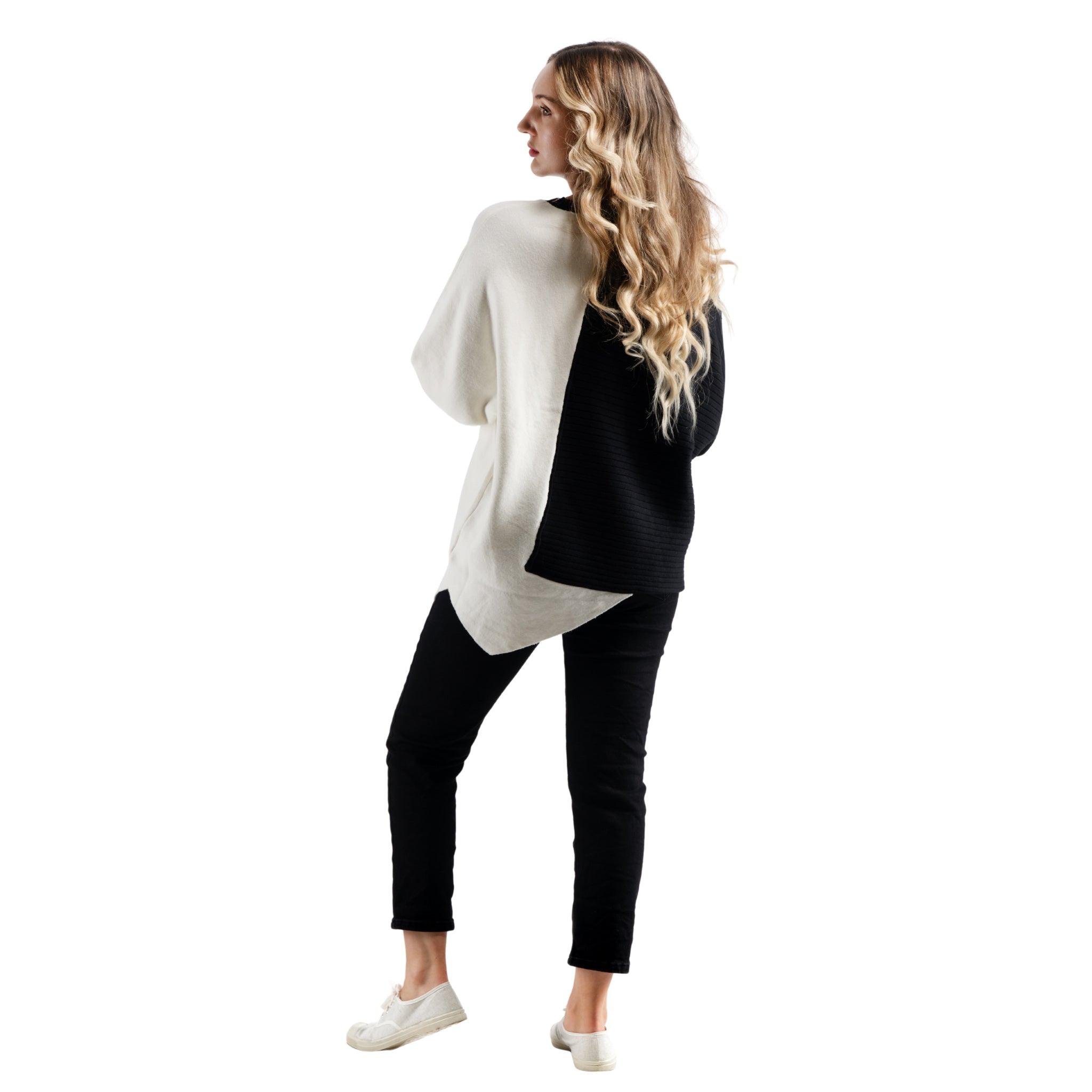 2-Tone asymmetrical pointy knit top