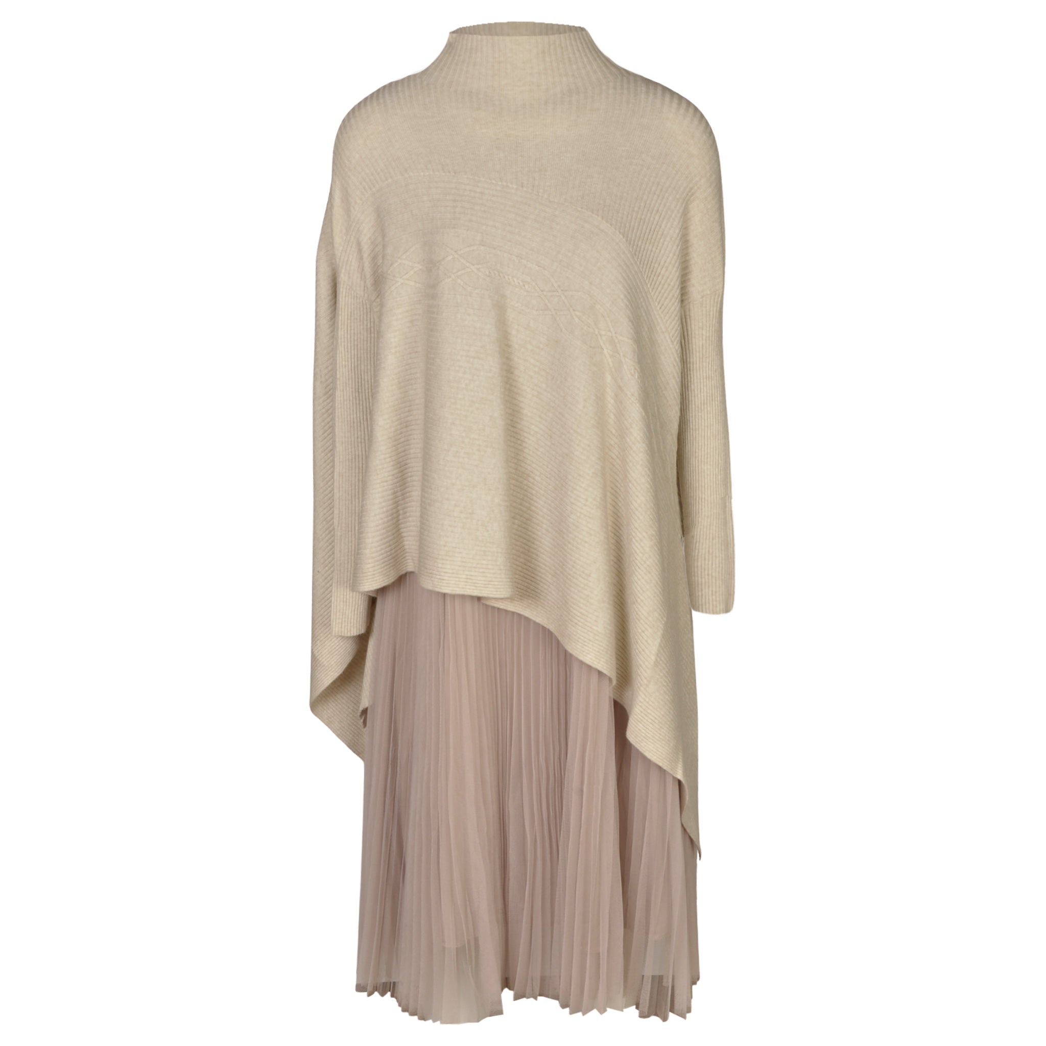 Poloneck pointy knit mesh dress