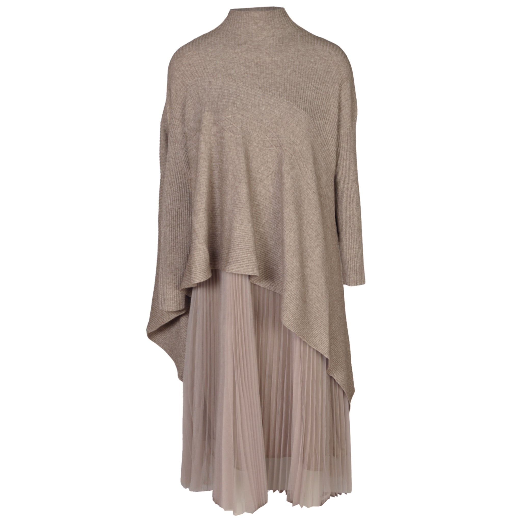 Poloneck pointy knit mesh dress