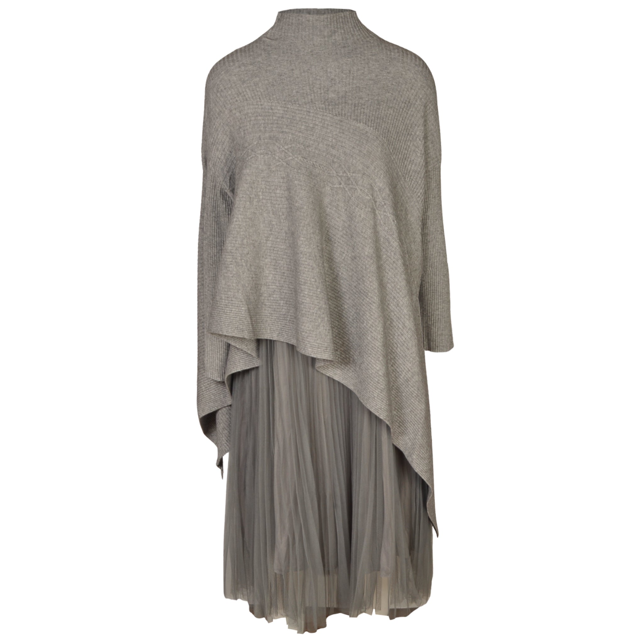 Poloneck pointy knit mesh dress
