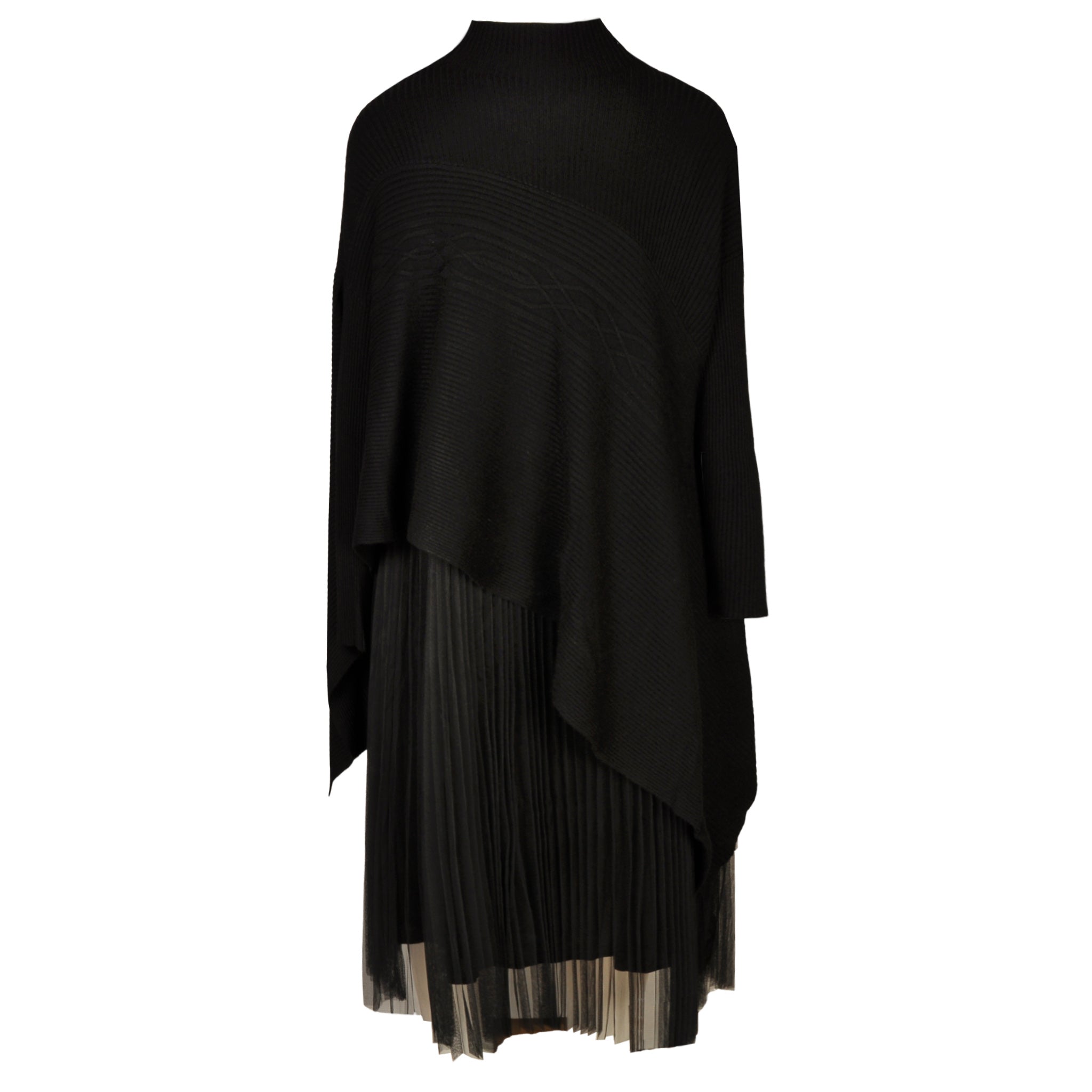 Poloneck pointy knit mesh dress