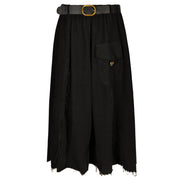 Belted raw-edge skirt