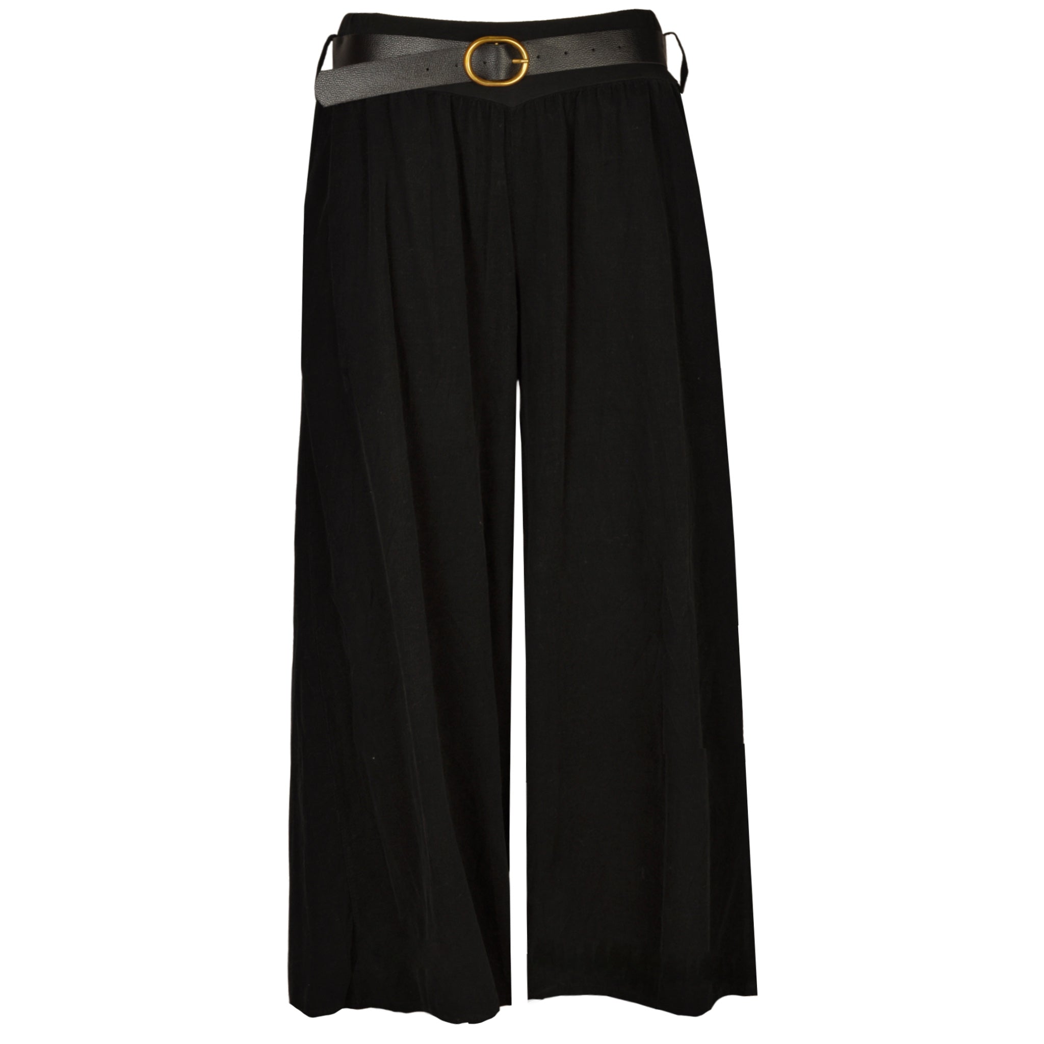 Belted corduroy wide leg pants