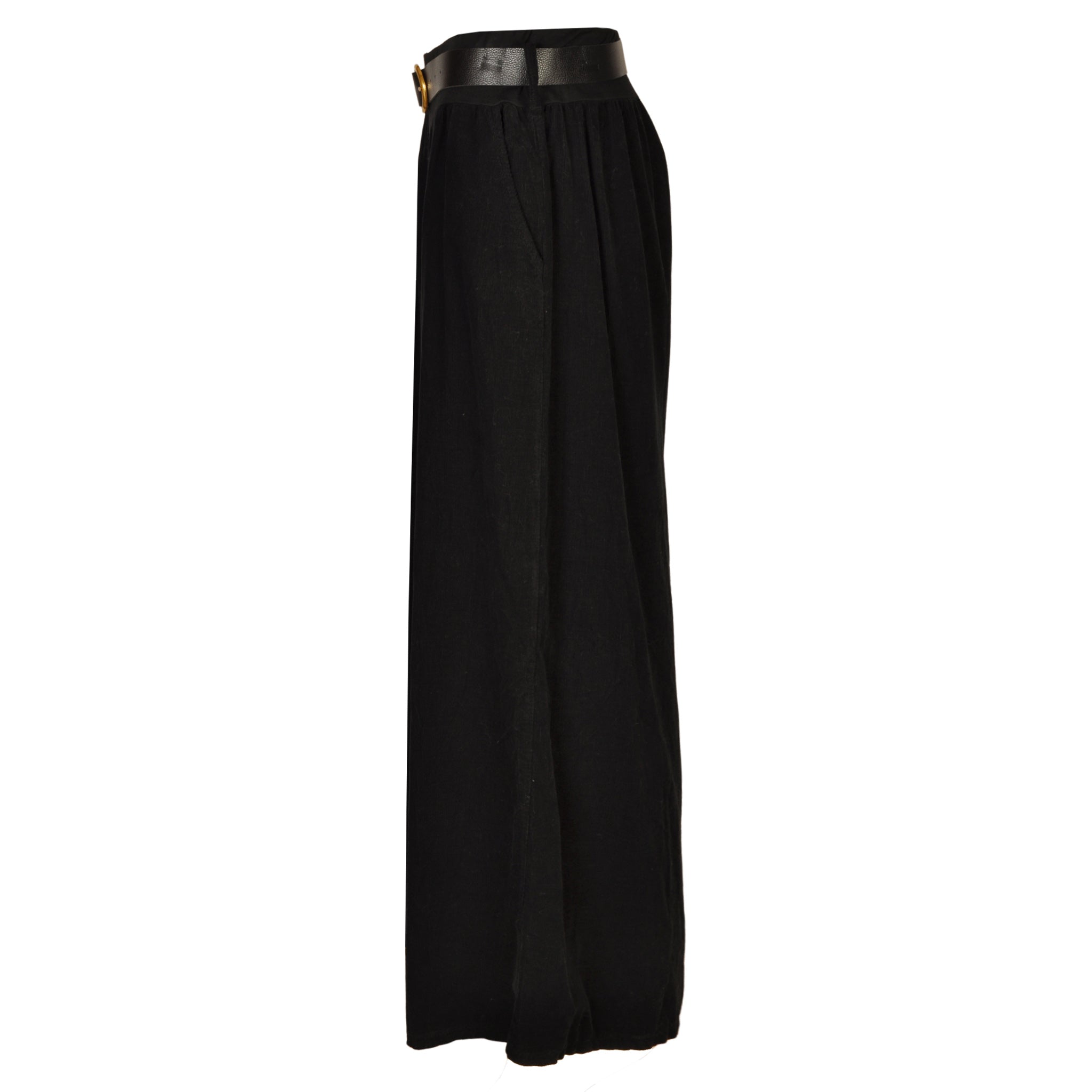 Belted corduroy wide leg pants