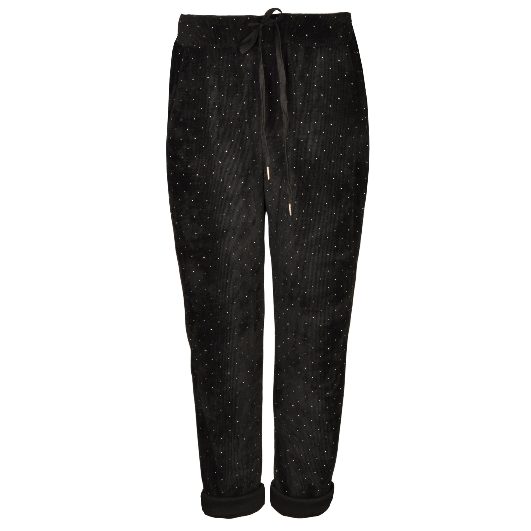 Diamante stud chenille pants