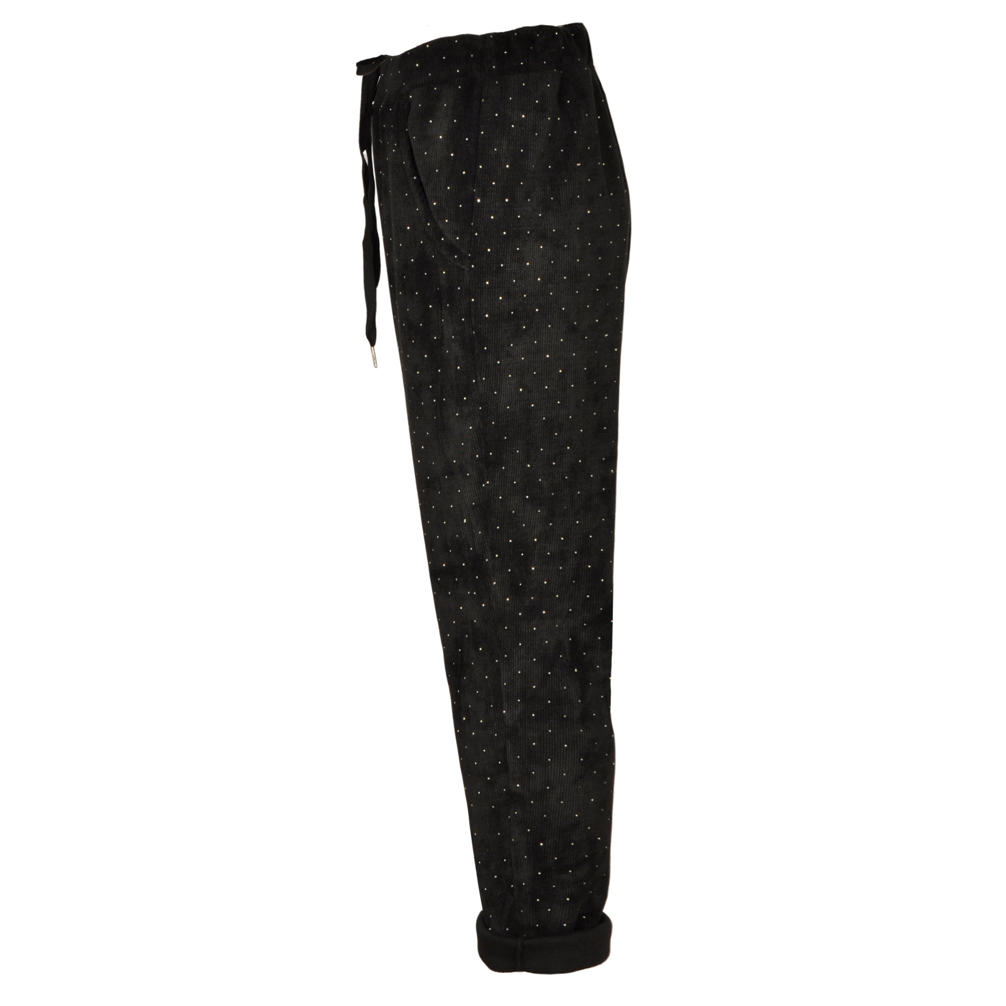 Diamante stud chenille pants