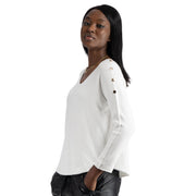 Disc button detail knit top
