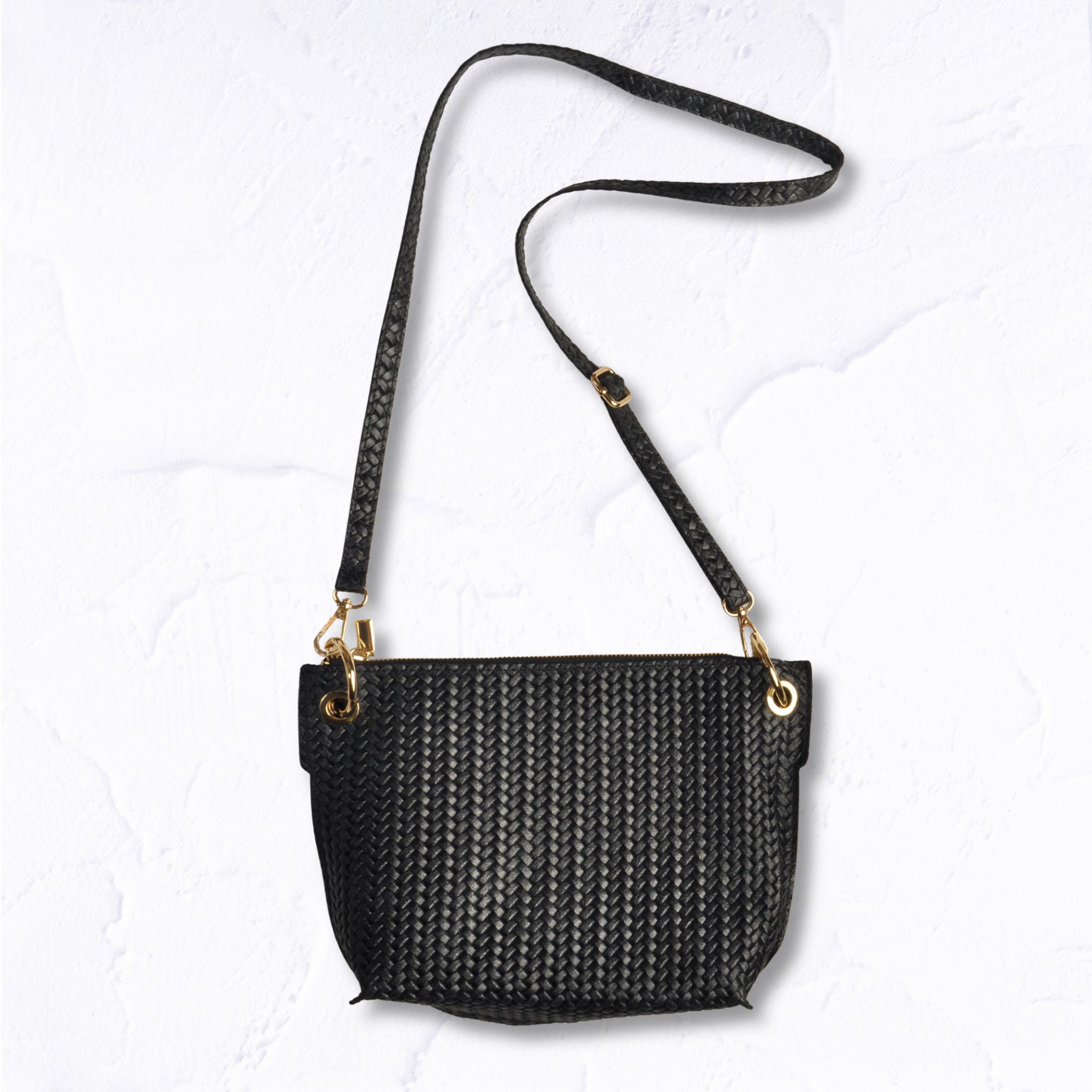 Genuine leather braided woven bag