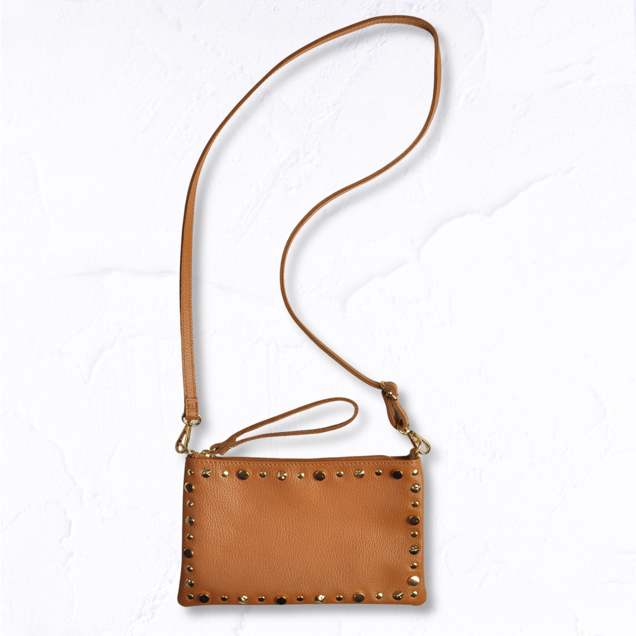 Genuine leather studded bag