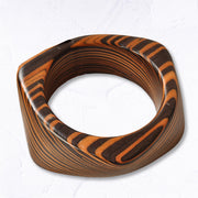 Geometric stripe print wooden bracelet