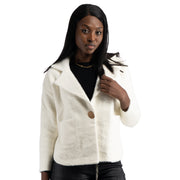 1 Button fluffy knit jacket