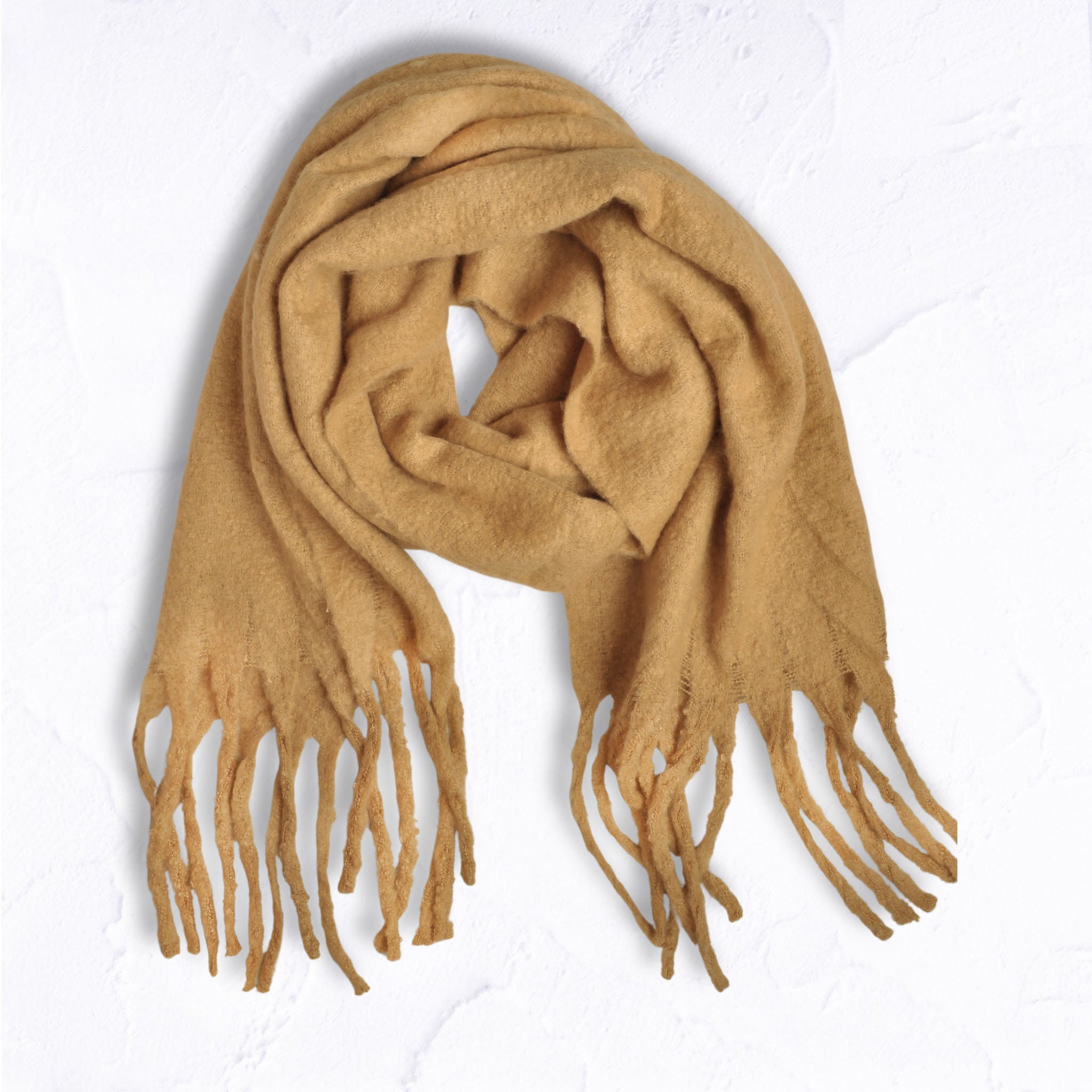 Fluffy fringe knit scarf
