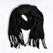 Fluffy fringe knit scarf