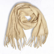 Fluffy fringe knit scarf