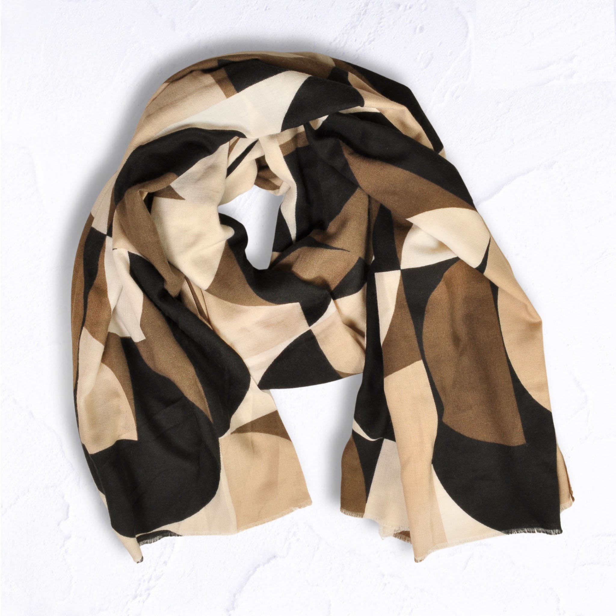 Multi half circle print scarf