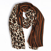 Leopard tiger print pleated scarf