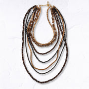 Multi string wooden beaded necklace
