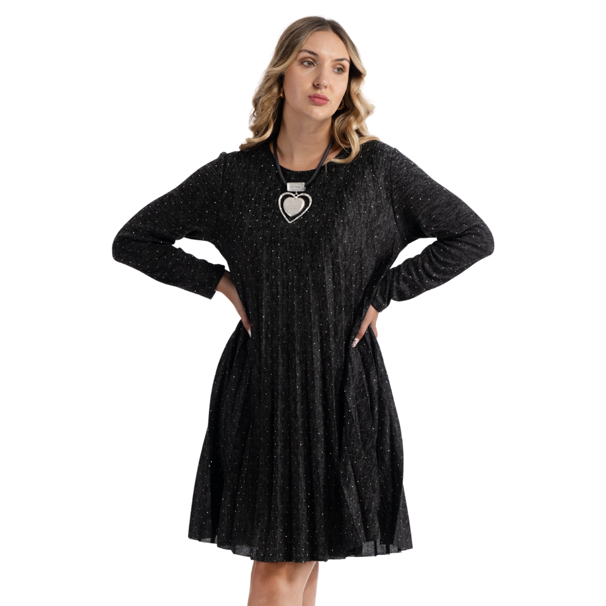 Diamante stud pleated dress