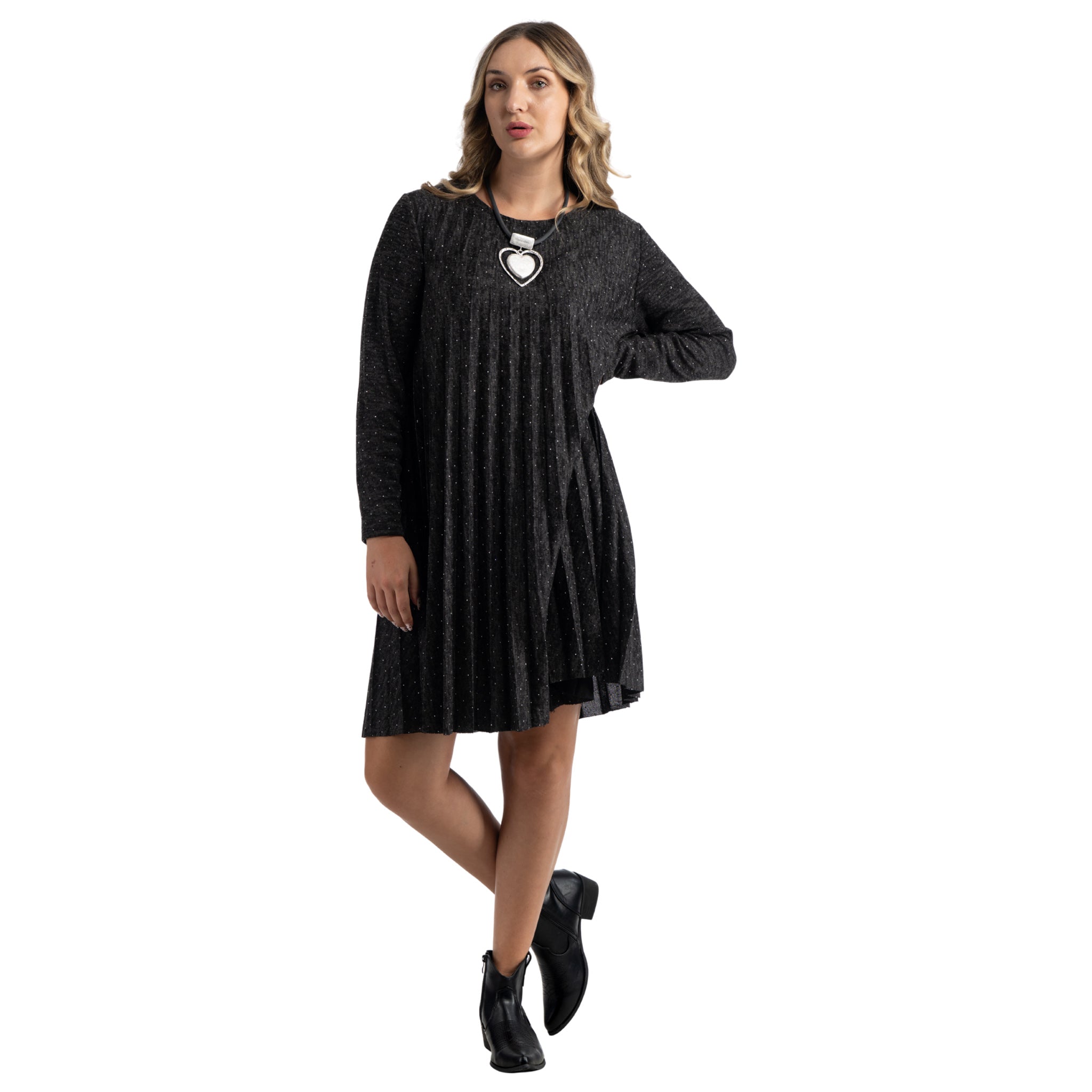 Diamante stud pleated dress