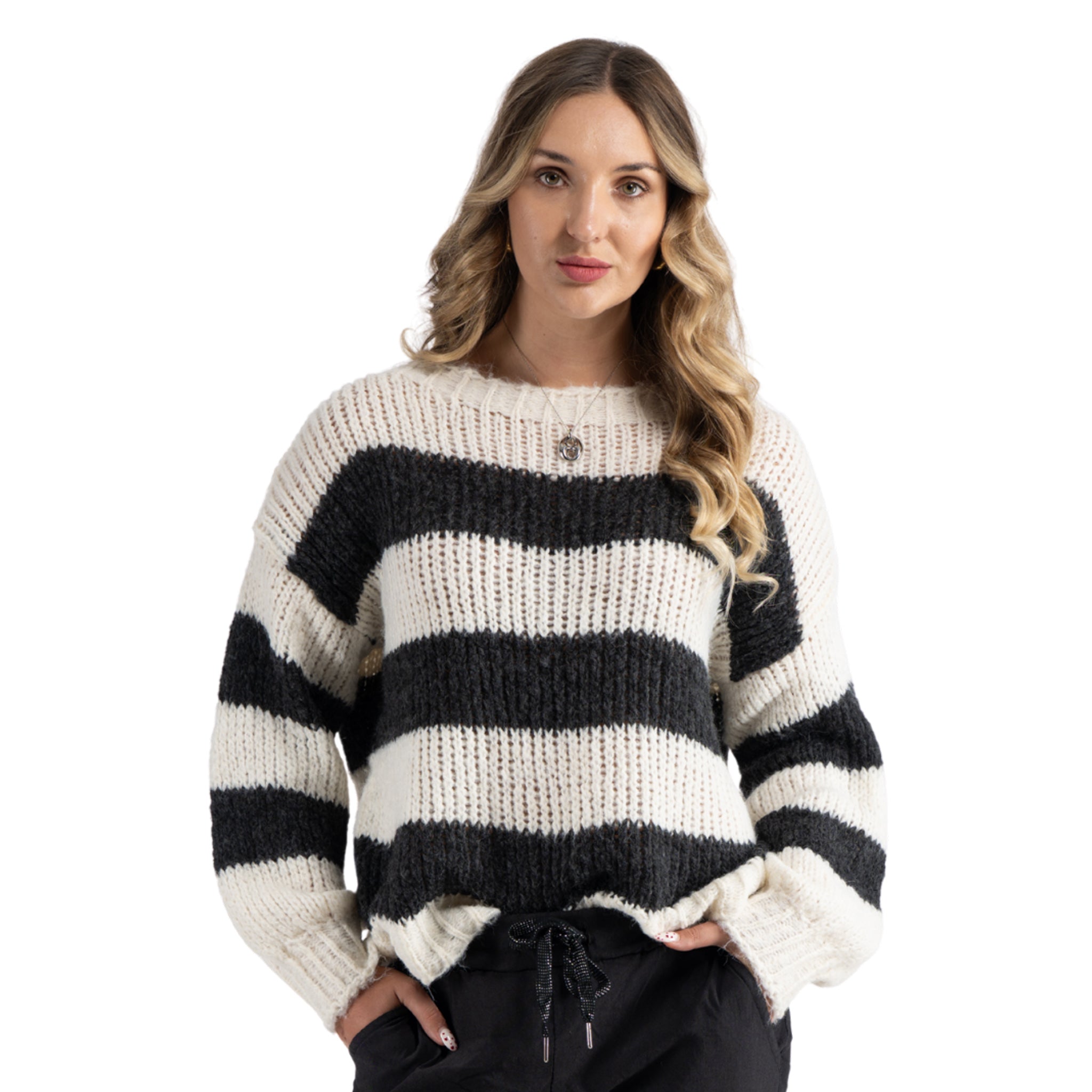 Striped chunky knit top