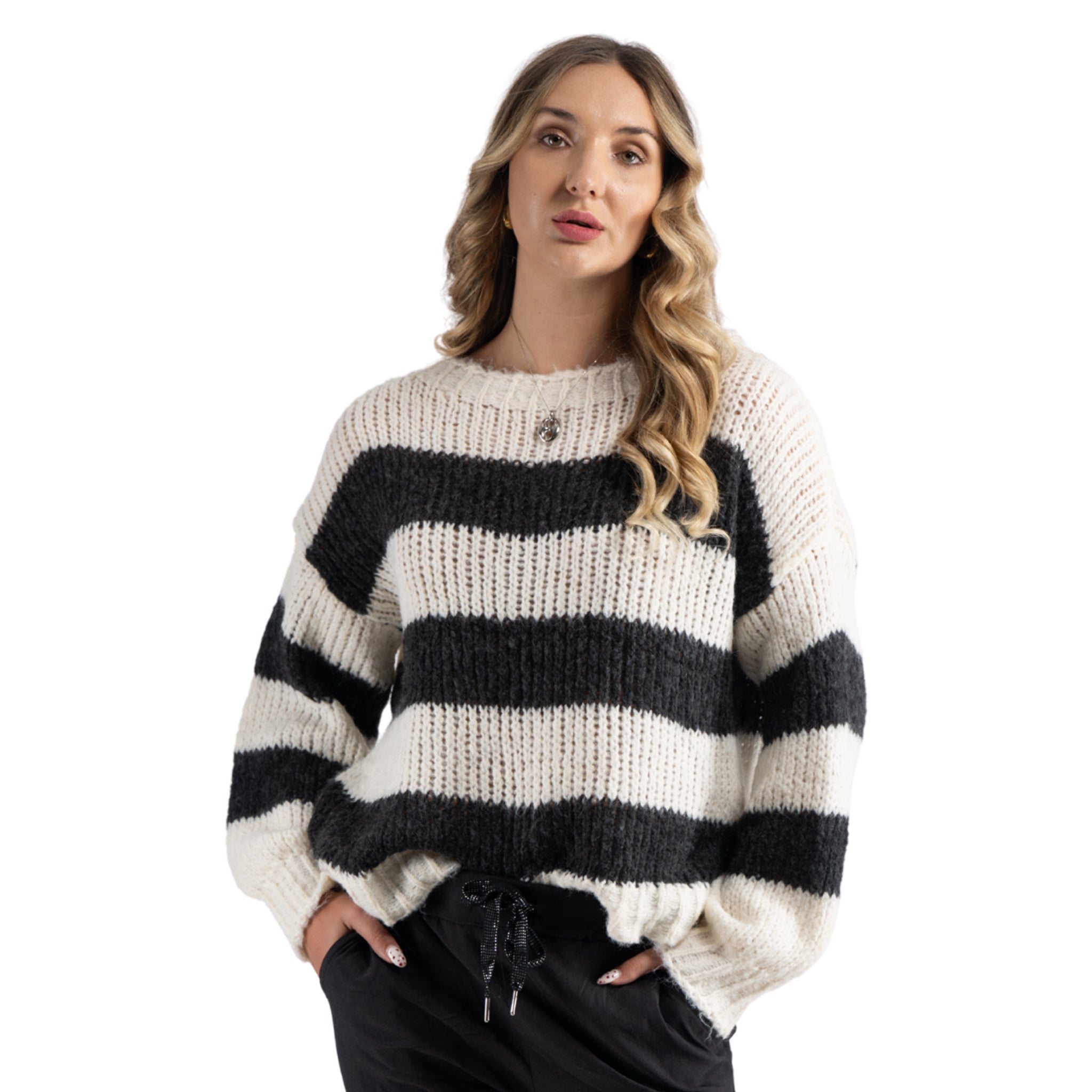 Striped chunky knit top