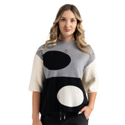 Circle print oversized knit top