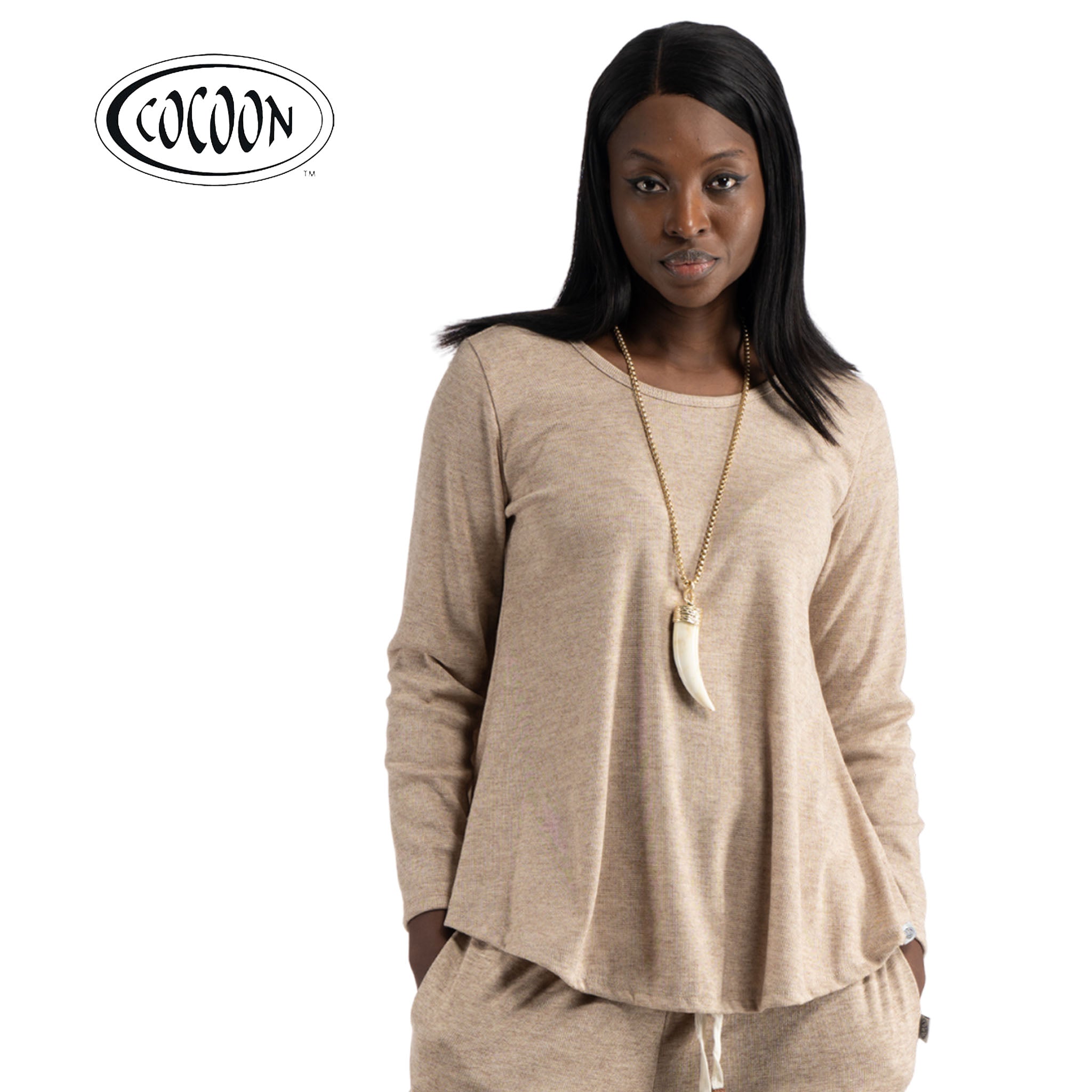 Cocoon melange knit swing top