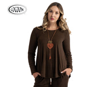 Cocoon melange knit swing top
