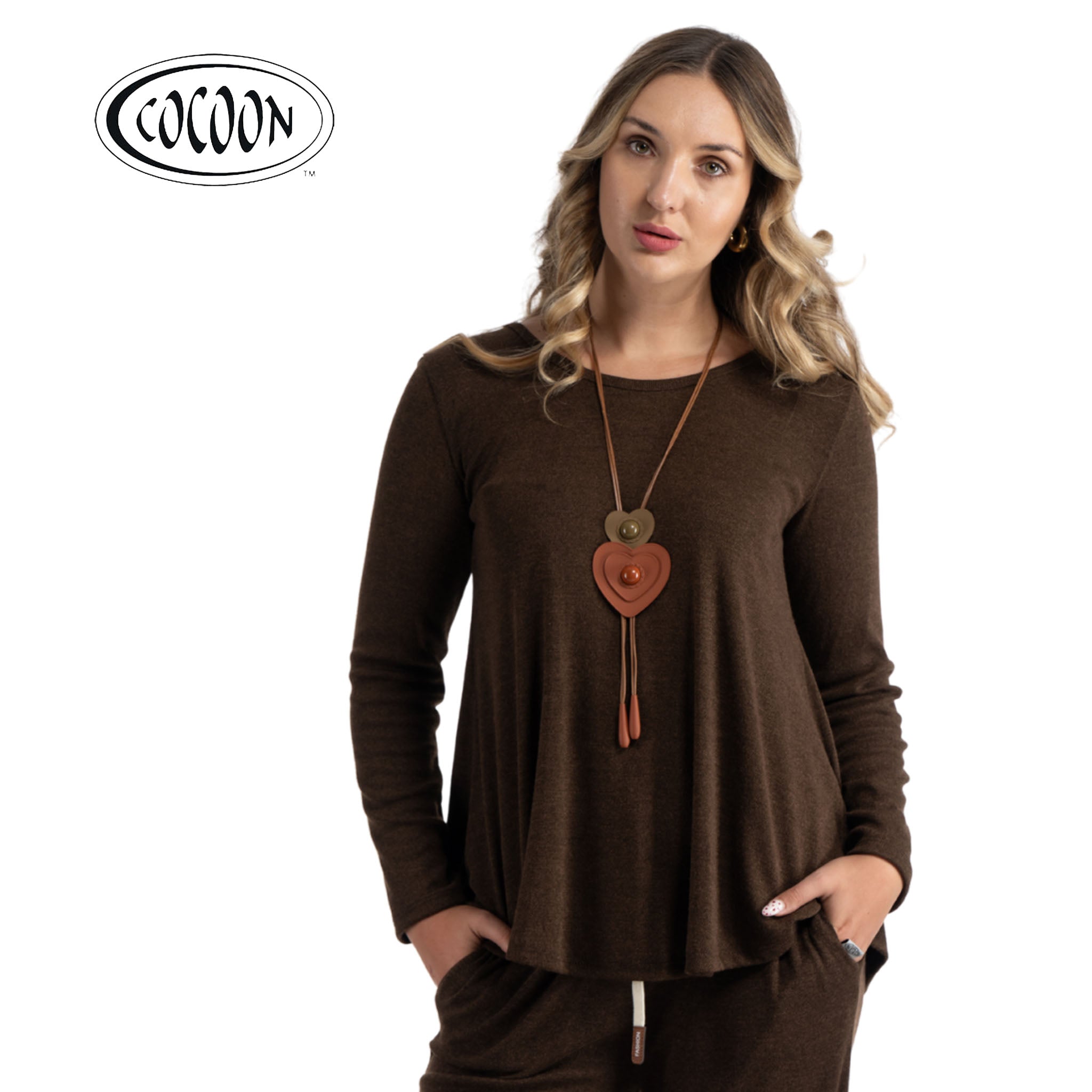 Cocoon melange knit swing top