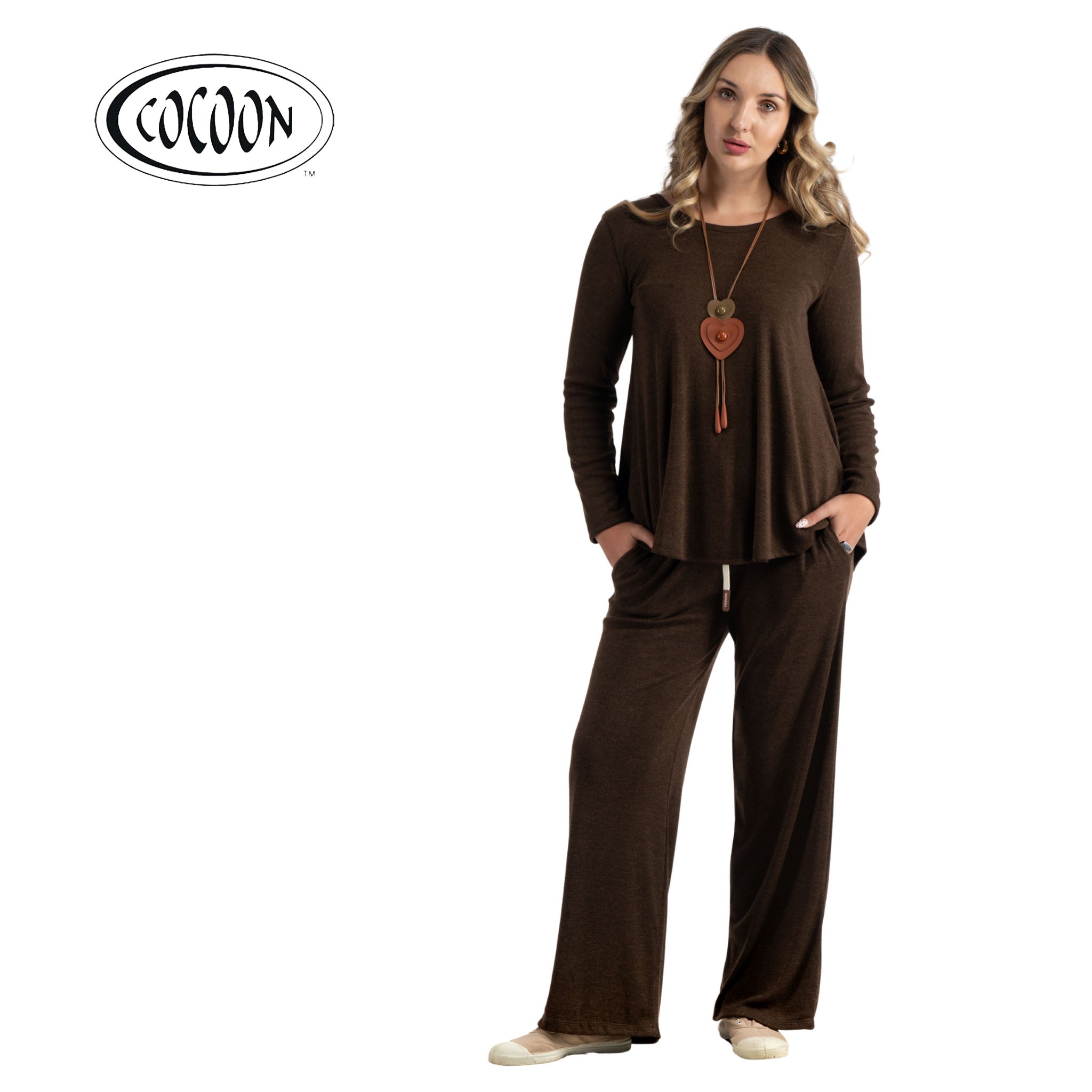 Cocoon melange knit swing top