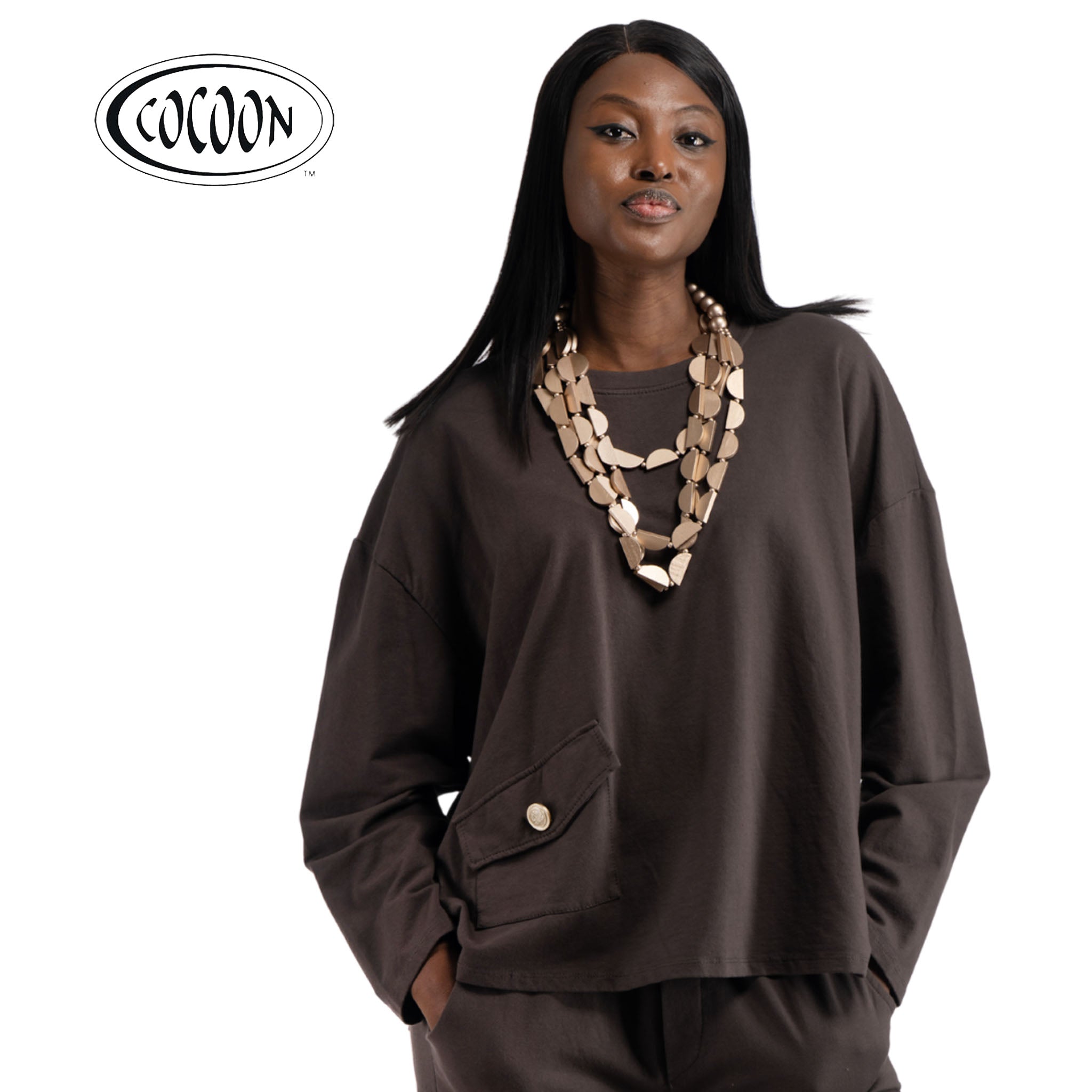 Cocoon pocket detail boxy sweatshirt