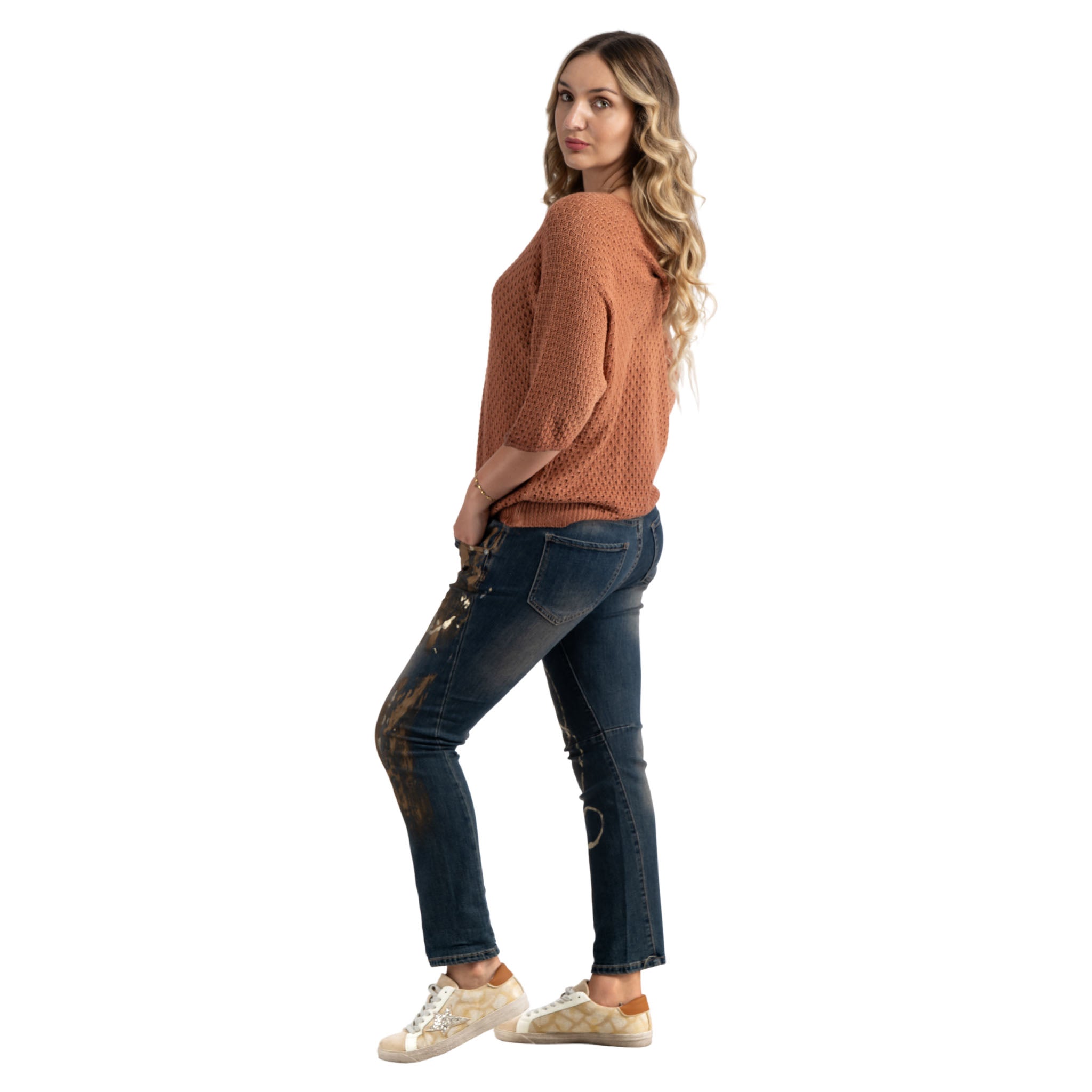 Overdyed batwing top