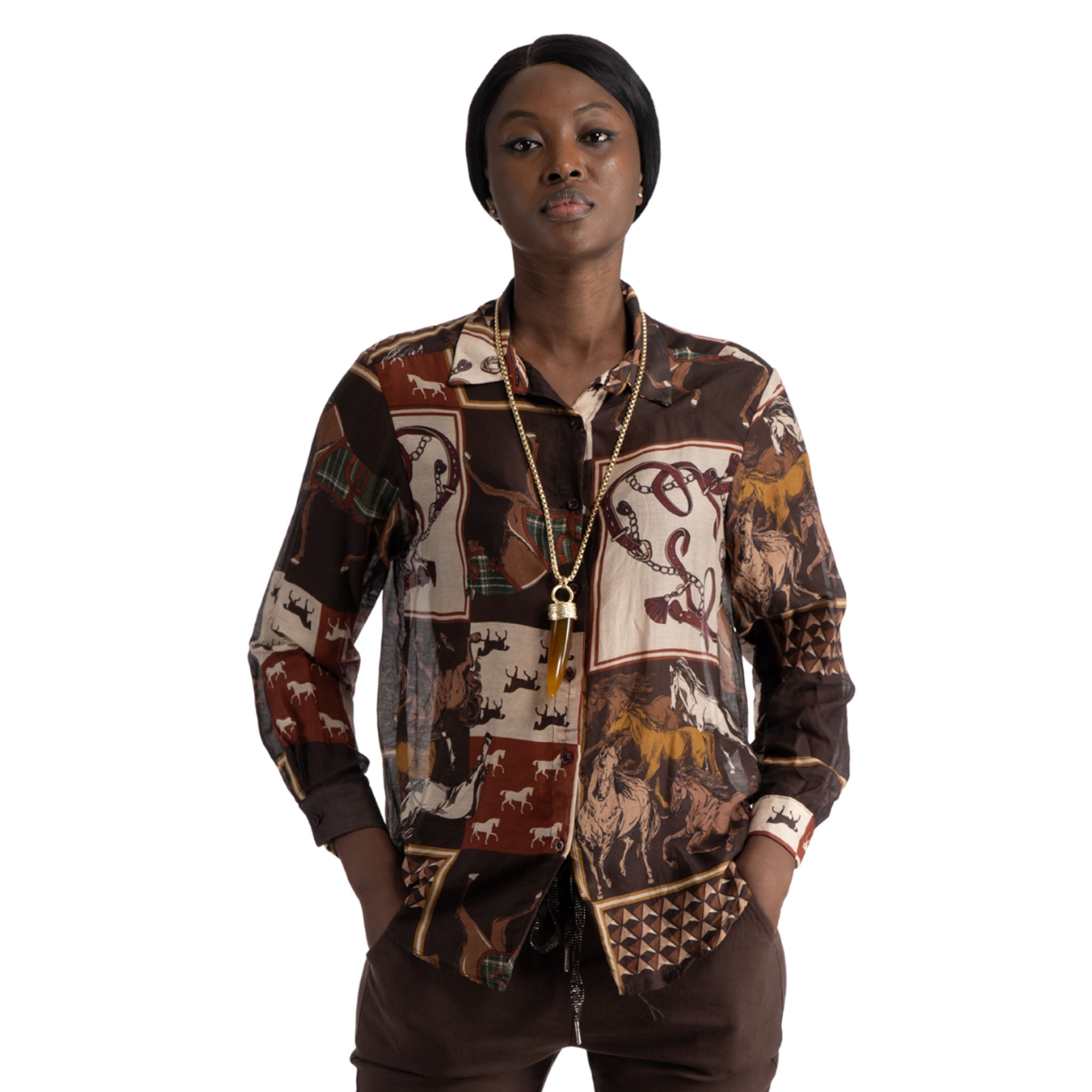 Horse patch print shirt