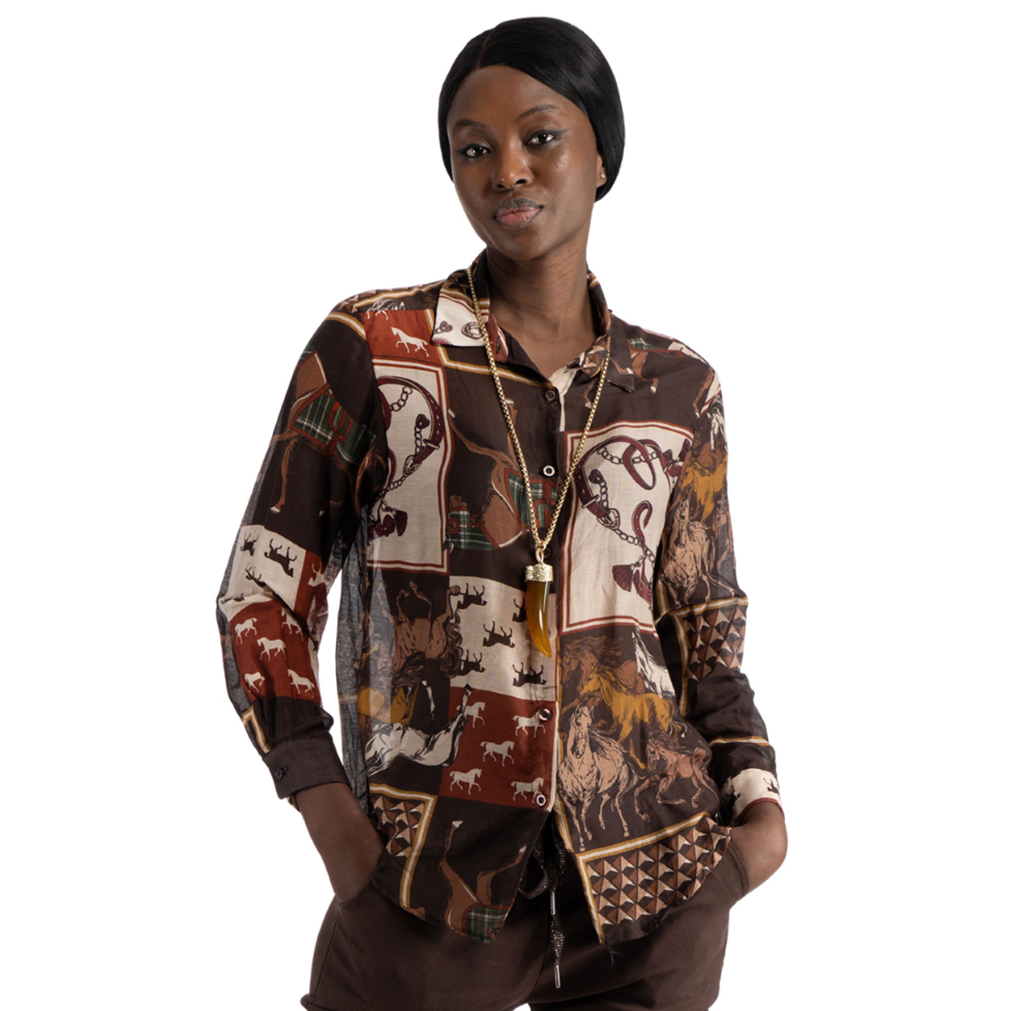 Horse patch print shirt