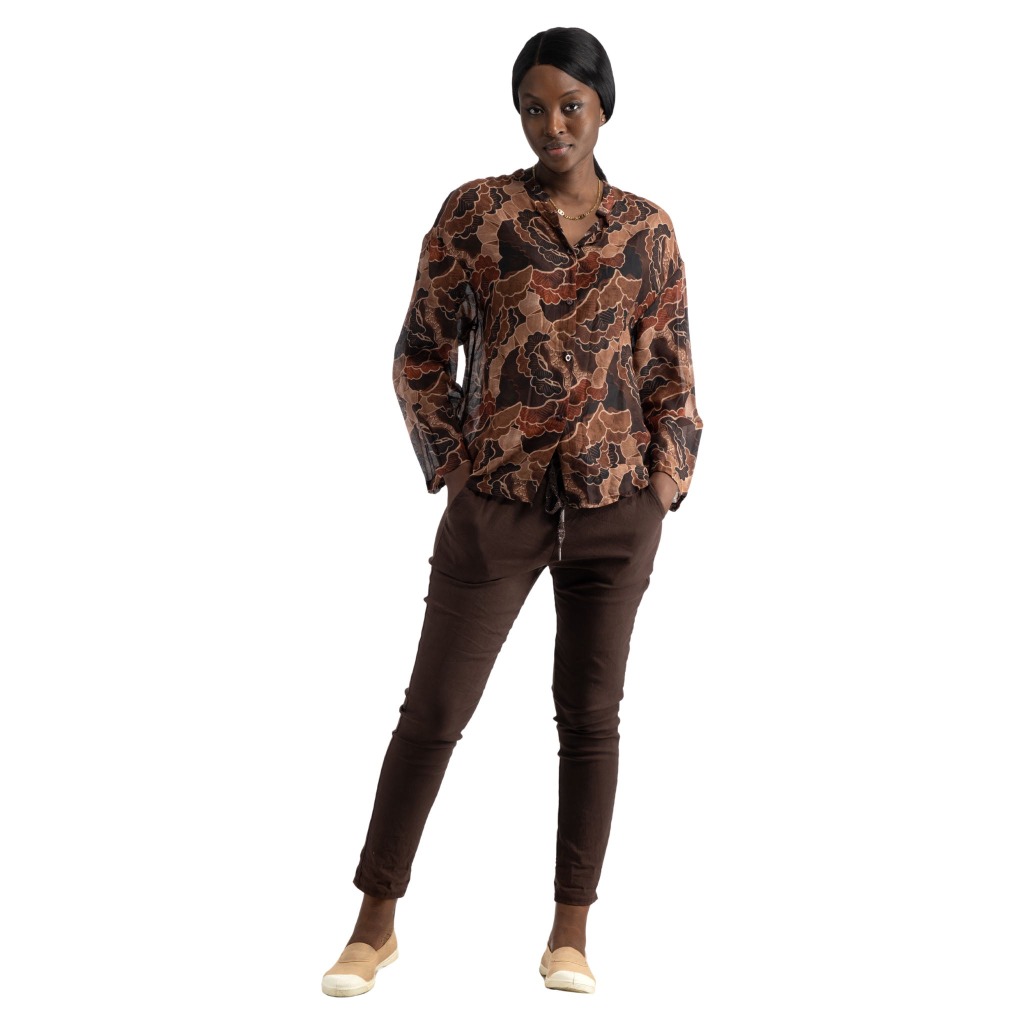 Autumn leaf print shirt