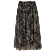 Leaf print mesh skirt