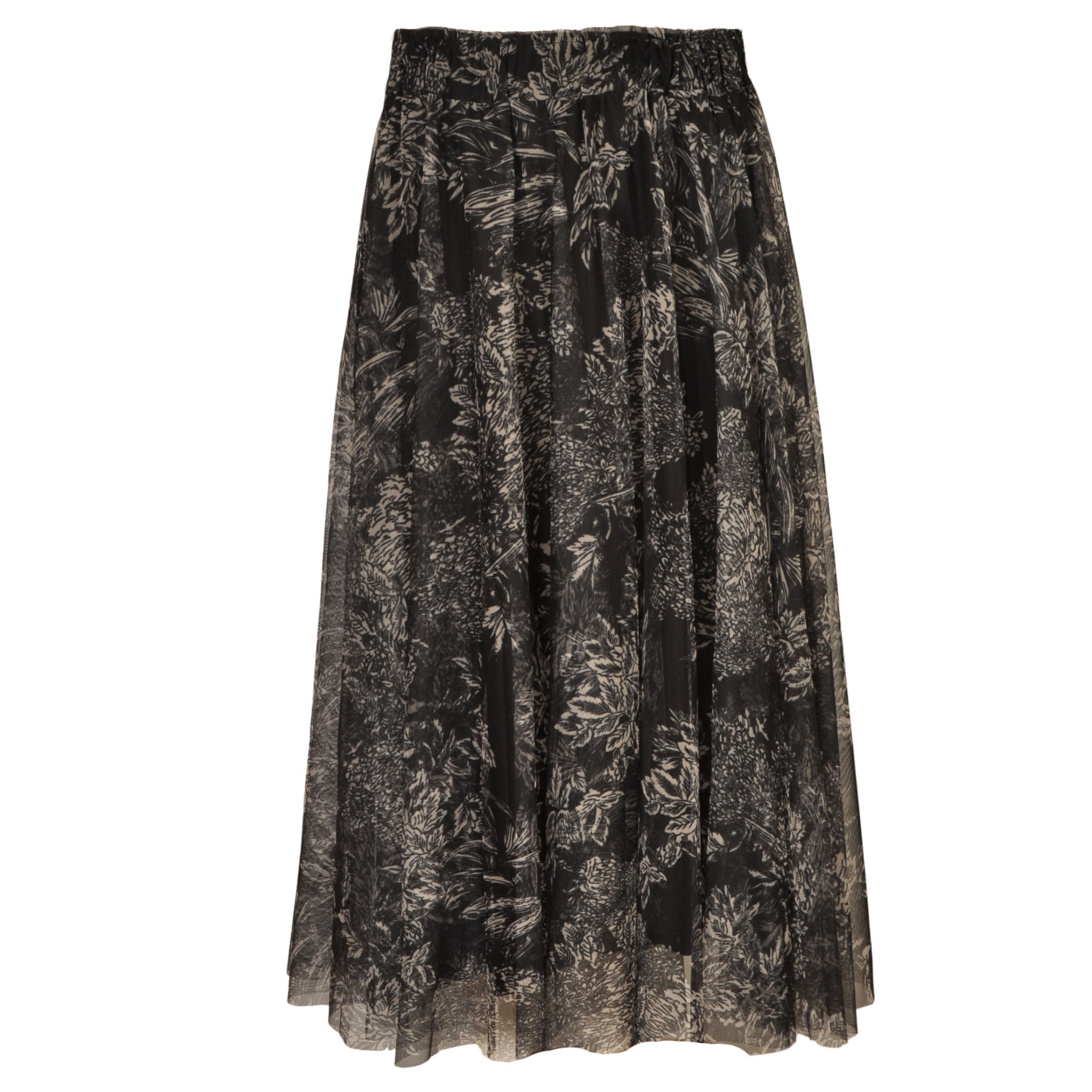 Leaf print mesh skirt