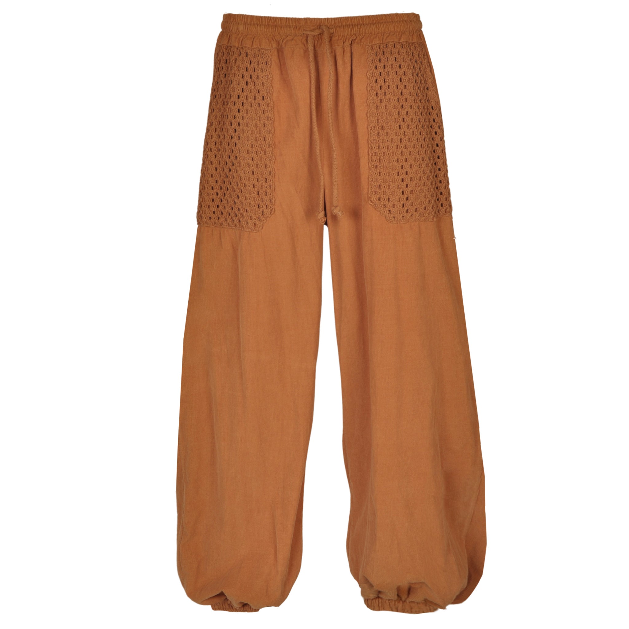 Crochet pocket corduroy pants