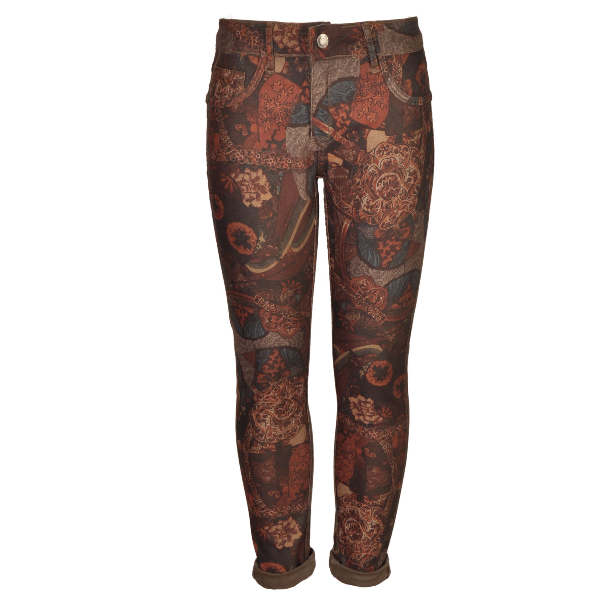 Pattern print reversible pants