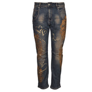 Foil heart print jeans