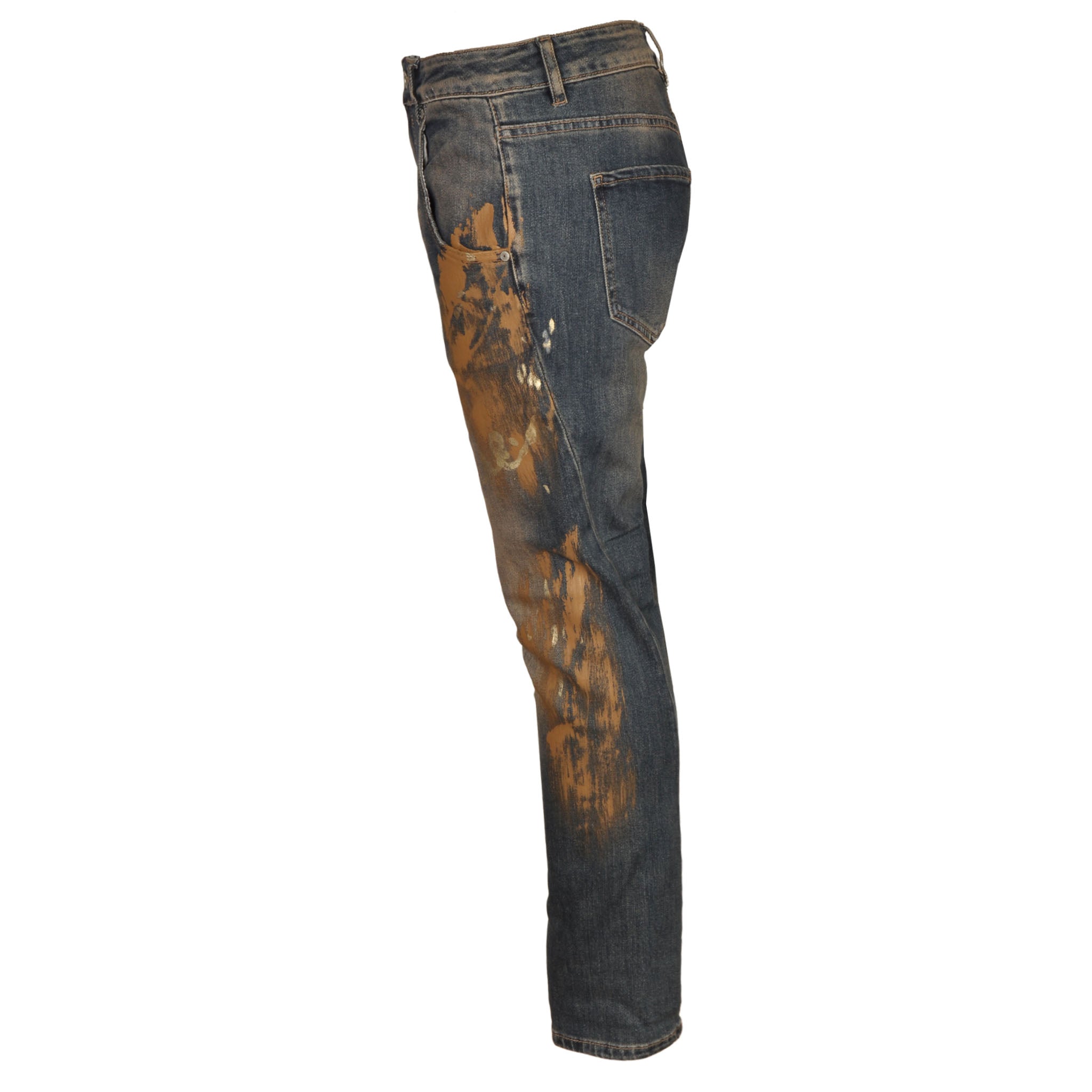 Foil heart print jeans