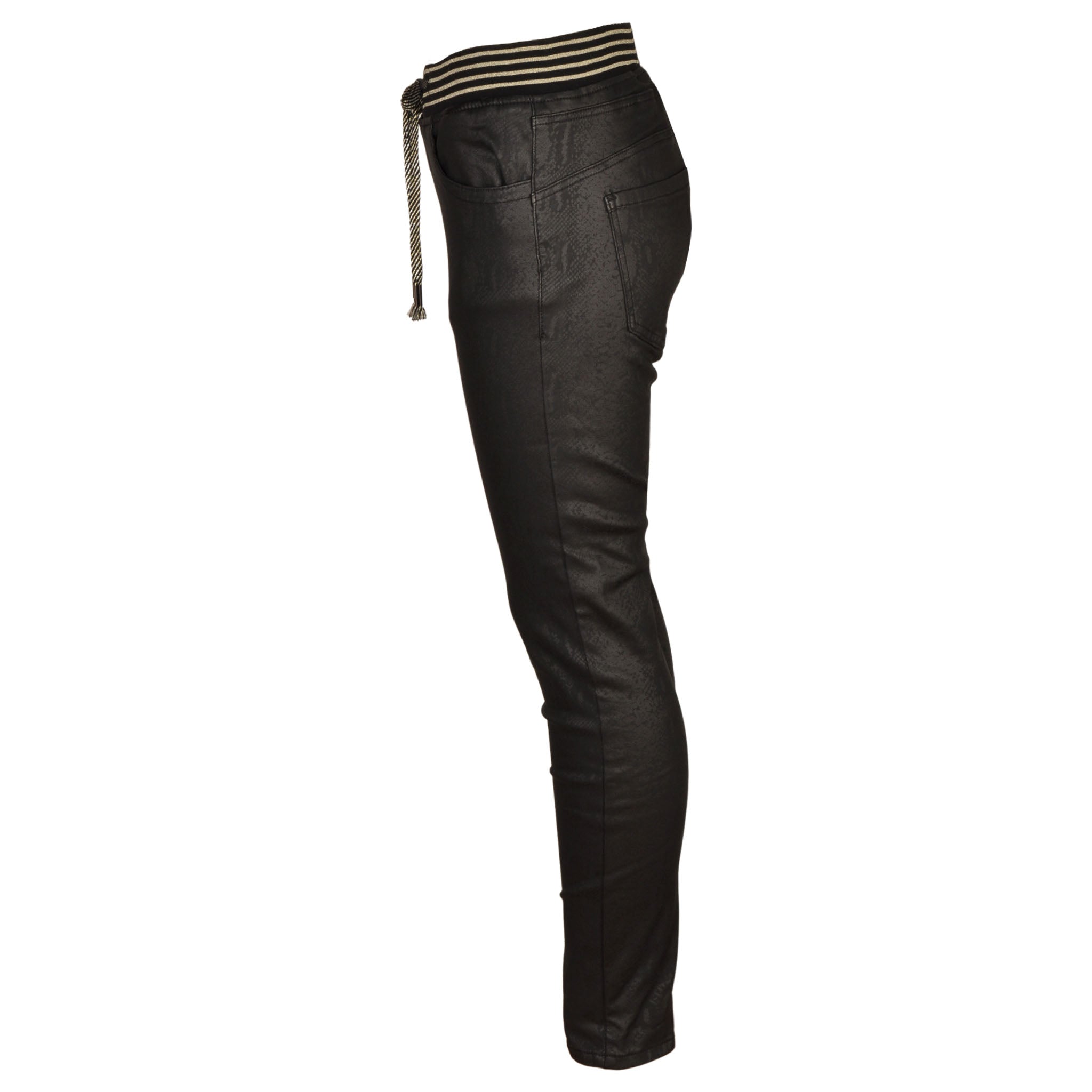 Lurex waistband coated pants