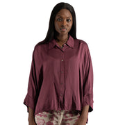 Oversized batwing silky shirt