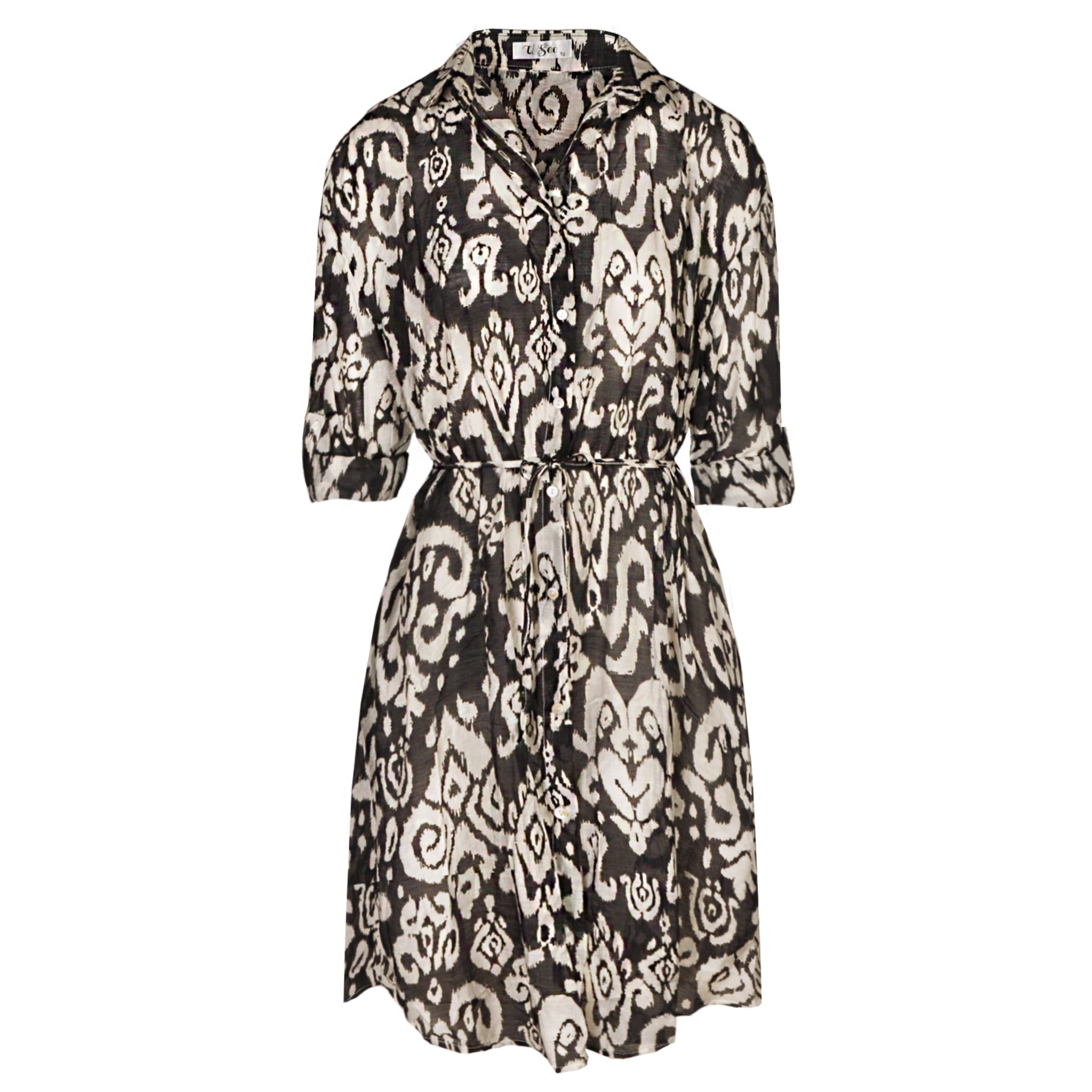 Heraldic print shirt dress
