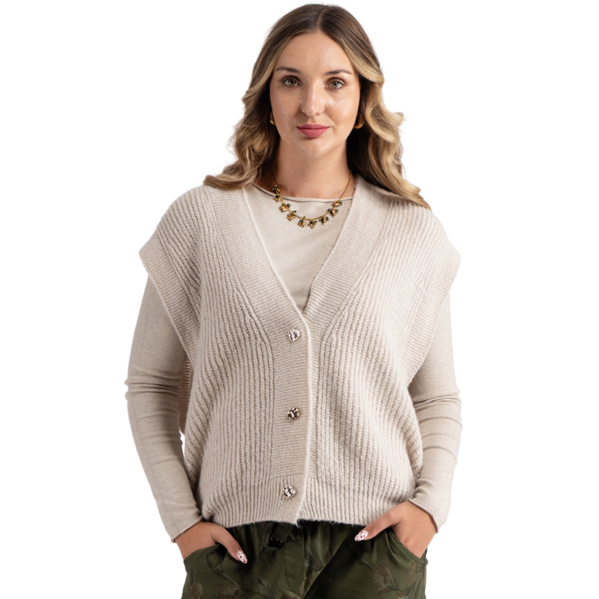 Gold button oversized waistcoat