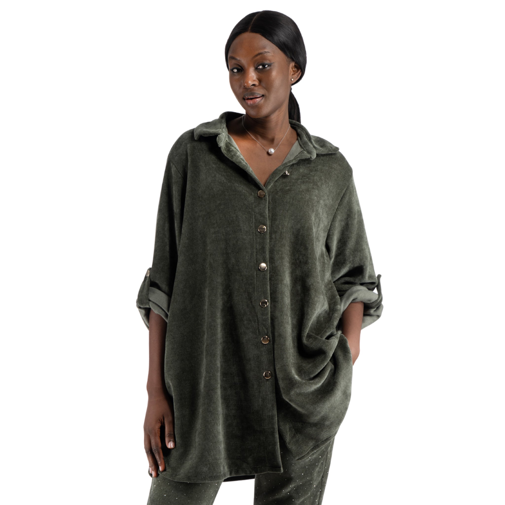 Gold button chenille coatigan