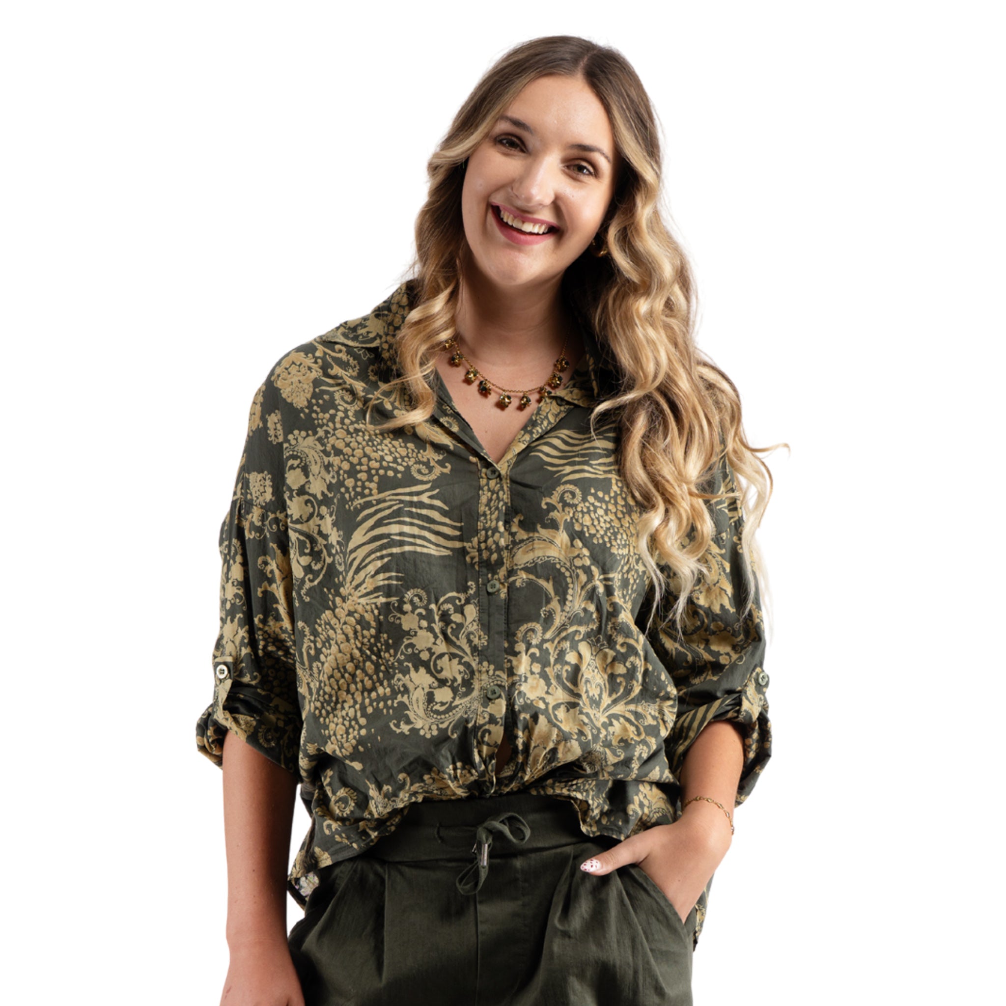 Damask animal print shirt