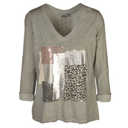 Sequin patch overdyed t-shirt