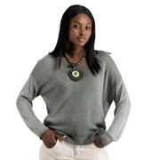 Overdyed v-neck knit top