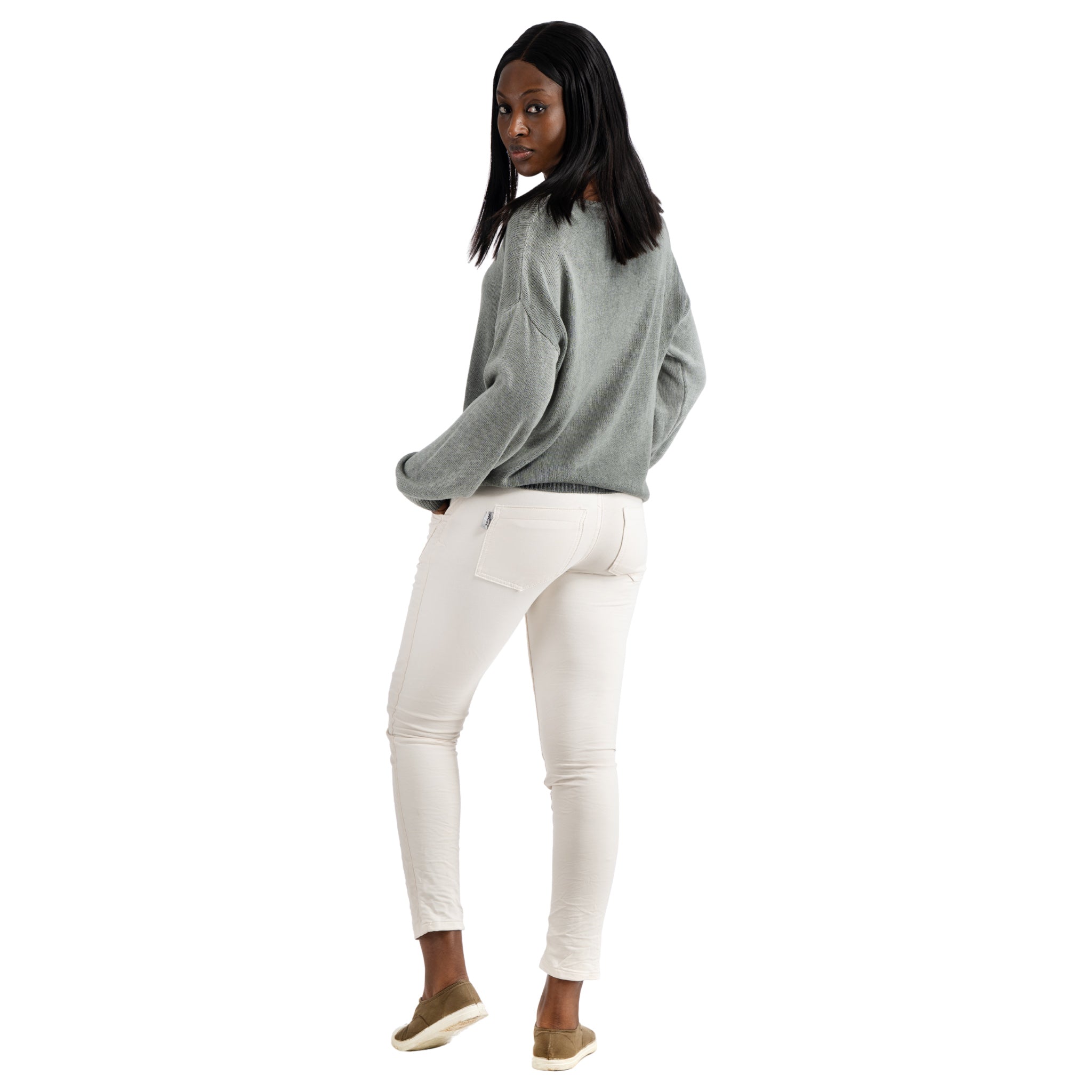 Overdyed v-neck knit top